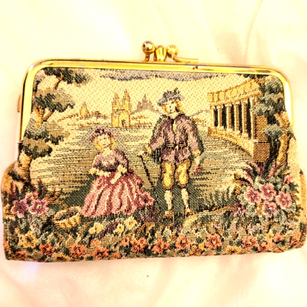 Baronet Vintage Change Purse/Billfold with Metallic Gold Cowhide Center